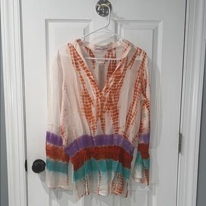 Monique Leshman Women's Vibrant Tie-Dye Blouse